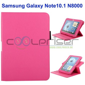 360 roterende lærveske - Galaxy Note 10.1 (rosa)