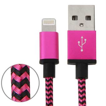 Nylon stoffserie Lightning Cable 1m - Magenta