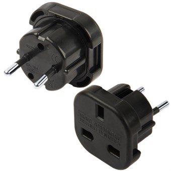 UK til DK Converter / Adapter - Svart