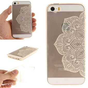 Modern art silikondeksel til iPhone 5 / iPhone 5S / iPhone SE 2013 - Hvit blomst