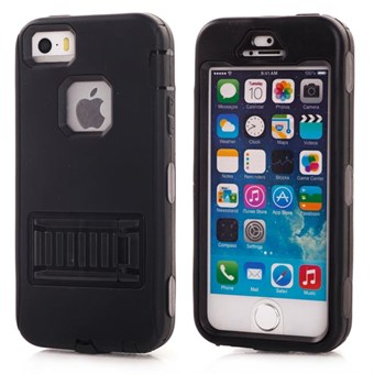 Fancy farge plast- og silikondeksel til iPhone 5 / iPhone 5S / iPhone SE 2013 - Svart