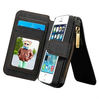CaseMe Flip Wallet for iPhone 5 / iPhone 5S / iPhone SE 2013 - Svart