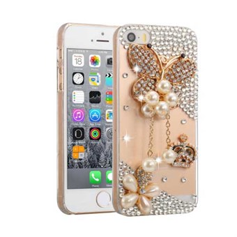 Luxuz Bling bling deksel iPhone 5 / iPhone 5S / iPhone SE 2013 - Pearl Butterfly
