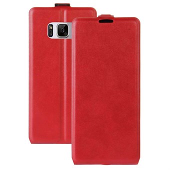 Vertical Flip-deksel i PU-skinn og TPU til Samsung Galaxy S8 Plus - Rød