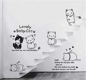 TipTop Wall Stickers Lovely Baby Cats Cartoon