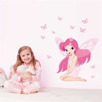 TipTop veggklistremerker En rosa jente med vinger Design PVC-dekaler Jenter Gutter Kids