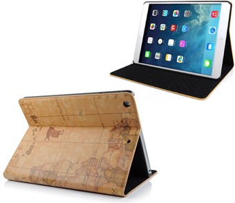 Worldmap Look-deksel - iPad Air 1 (brun)