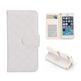 Klassisk lommebokdeksel - iPhone 5 / iPhone 5S / iPhone SE 2013 (hvit)