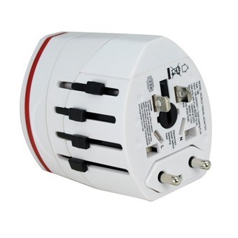 World Travel strømadapter / omformer med dobbel USB-port / US-UK-AU-EU
