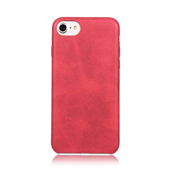 Lær utseende silikondeksel til iPhone 7 / iPhone 8 - Rød