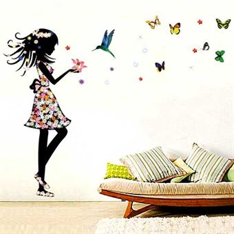 Wall Stickers - Jente med kolibri