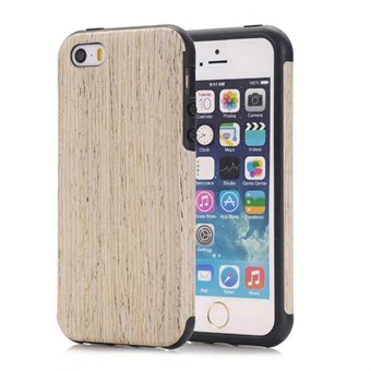 Premium tre-look deksel i silikon iPhone 5 / iPhone 5S / iPhone SE 2013 hvit