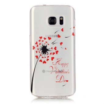 Stilig gjennomsiktig Samsung Galaxy S7 Edge silikondeksel Heart Dandelion