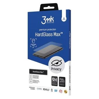 3MK HardGlass Max Privacy iPhone 15 6.1" czarny/svart, Fullskjerm Glass.