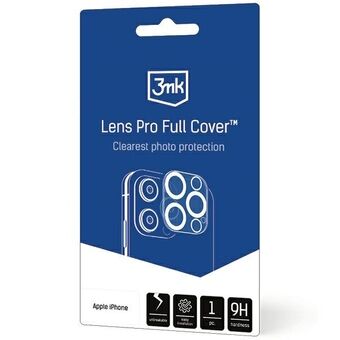3MK Lens Pro Full Cover iPhone 13 Mini/ 13 er et herdet glass til kameraobjektivet med en monteringsramme.