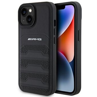 AMG AMHCP15SGSEBK iPhone 15 6,1" svart hardcase Lær Debossed Linjer