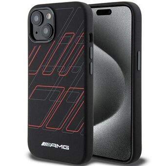 AMG AMHMP15M23SSPK iPhone 15 Plus / 14 Plus 6.7" svart/svart hardcase silikon stort rombermønster MagSafe.