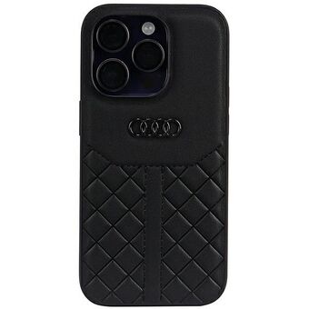 Audi ekte skinn iPhone 14 Pro 6.1" svart/svart deksel AU-TPUPPCIP14P-Q8/D1-BK