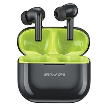 AWEI Bluetooth 5.3 T1 Pro hodetelefoner + dokkingstasjon svart-grønn/svart-grønn