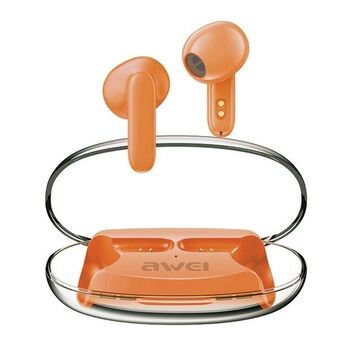 AWEI Bluetooth 5.3 T85 ENC TWS-hodetelefoner + oransje dokkingstasjon