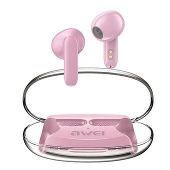 AWEI Bluetooth 5.3 T85 ENC TWS hodetelefoner + dockingstasjon, rosa/pink