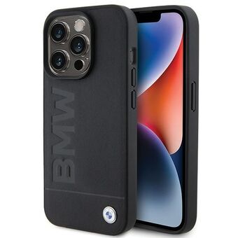 BMW BMHMP15XSLLBK iPhone 15 Pro Max 6.7" svart/svart MagSafe-lær med varmestempling