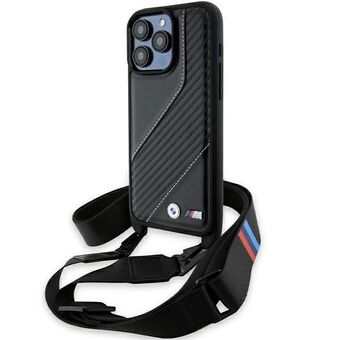 BMW BMHCP15X23PSCCK iPhone 15 Pro Max 6.7" svart hardcase M-utgave Carbon Stripe & Strap