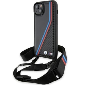 BMW BMHCP15S23PSVTK iPhone 15 / 14 / 13 svart/svart hardcase M Edition Carbon Tricolor Lines & Strap