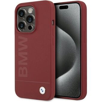 BMW BMHMP15LSLBLRE iPhone 15 Pro 6.1" rødt hardcase silikon med stort logo og MagSafe