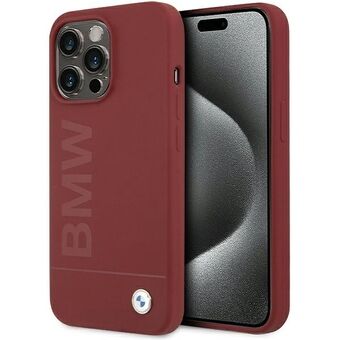 BMW BMHMP15XSLBLRE iPhone 15 Pro Max 6.7" rød hardcase silikon med stort logo MagSafe.