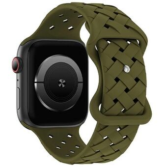 Beline rem til Apple Watch i vevd silikon 38/40/41mm, i olivenfarge / olivengrønn boks.