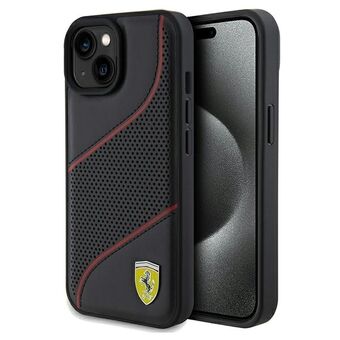 Ferrari FEHCP15SPWAK iPhone 15 / 14 / 13 6.1" czarny/svart hardcase Perforated Waves Metal Logo