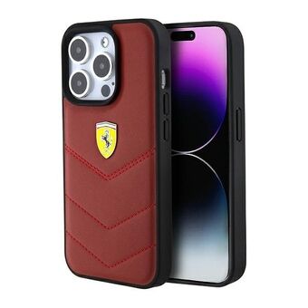 Ferrari FEHCP15LRDUR iPhone 15 Pro 6.1" rød hardcase skinn med sydde linjer