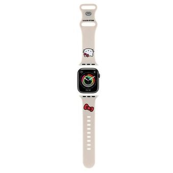 Hei Kitty Pasek HKAWMSCHBLE Apple Watch 38/40/41mm, beige rem i silikon med Kitty-hode.