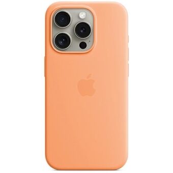 Etuiet Apple MT1W3ZM/A til iPhone 15 Pro Max 6.7" med MagSafe i fargen pomarańczowy/orange sorbet, laget av silikon.