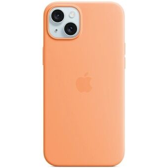 Etuiet Apple MT173ZM/A for iPhone 15 Plus / 14 Plus 6.7" MagSafe i fargen pomarańczowy/orange sorbet i silikonmateriale.