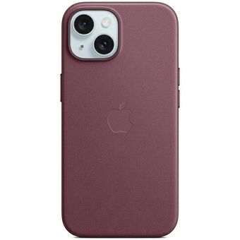 Etuiet Apple MT3E3ZM/A til iPhone 15 6.1" MagSafe, i fargen rødlilla/morberry, er et fintvevd etui.