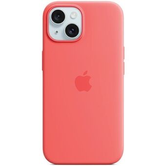Etui Apple MT0V3ZM/A til iPhone 15 6.1" MagSafe i rosa/guava-farget silikon.