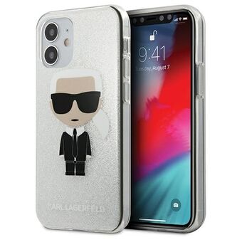 Karl Lagerfeld iPhone 12 Mini Sølv Hardt Deksel Glitter Iconic Karl