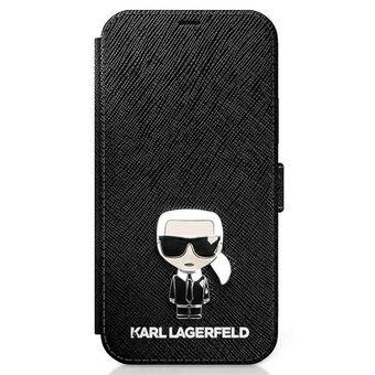 Karl Lagerfeld  iPhone 12 Mini Svart Bog Saffiano Ikonik Metal