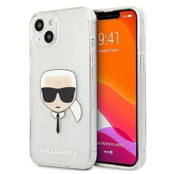 Karl Lagerfeld iPhone 13 Mini Sølv Hardt Etui Glitter Karl`s Head