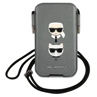 Karl Lagerfeld håndveske KLHCP12MOPHKCG 6,1" grå / grå hardcase Saffiano Ikonik Karl & Choupette Head