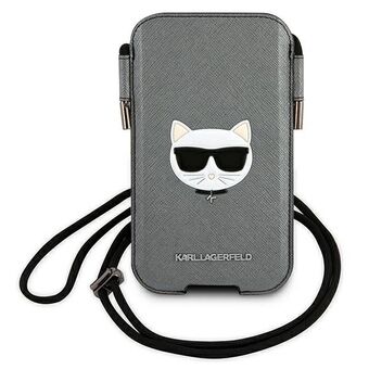 Karl Lagerfeld håndveske KLHCP12LOPHCHG 6,7" grå / grå hardcase Saffiano Ikonik Choupette Head