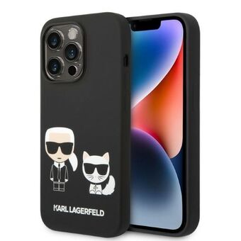 Karl Lagerfeld KLHMP14LSSKCK iPhone 14 Pro 6.1" hardcase svart / svart flytende silikon Karl & Choupette Magsafe