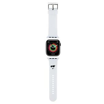 Karl Lagerfeld Pasek KLAWLSLCNH Apple Watch 42/44/45/49mm hvit/hvitt armbånd 3D gummistrikk Choupette-hodet.