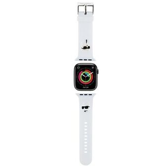 Karl Lagerfeld Pasek KLAWLSLKCNH Apple Watch 42/44/45/49mm hvit/white rem 3D Gummi Karl&Choupette Hoder