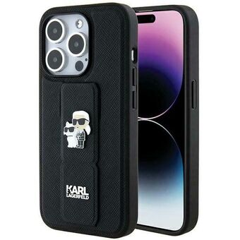 Karl Lagerfeld KLHCP13LGSAKCPK iPhone 13 Pro / 13 6.1" svart/svart hardcase Gripstand Saffiano Karl&Choupette Pins
