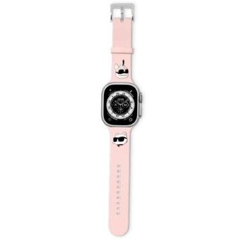 Karl Lagerfeld Pasek KLAWLSLKCNP Apple Watch 42/44/45/49mm i rosa/pink rem 3D Gummi Karl & Choupette Hoder