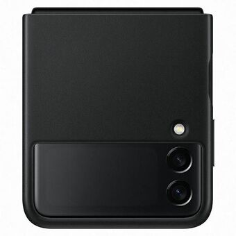 Etuiet Samsung EF-VF711LBEGWW Flip 3, svart skinnomslag.