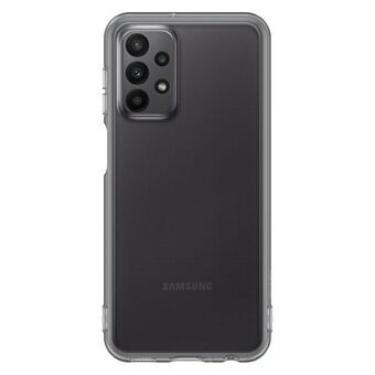 Etuiet Samsung EF-QA235TBEGWW A23 5G A235 i fargen czarny/svart er en myk, gjennomsiktig deksel.